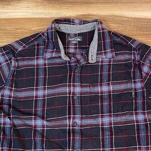 Eddie Bauer Flannel Shirt Mens Large Black Plaid Button Up Long Sleeve Cotton